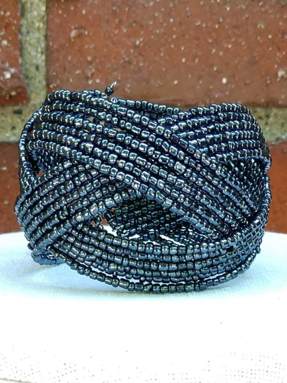 Iridescent black seed bead bracelet